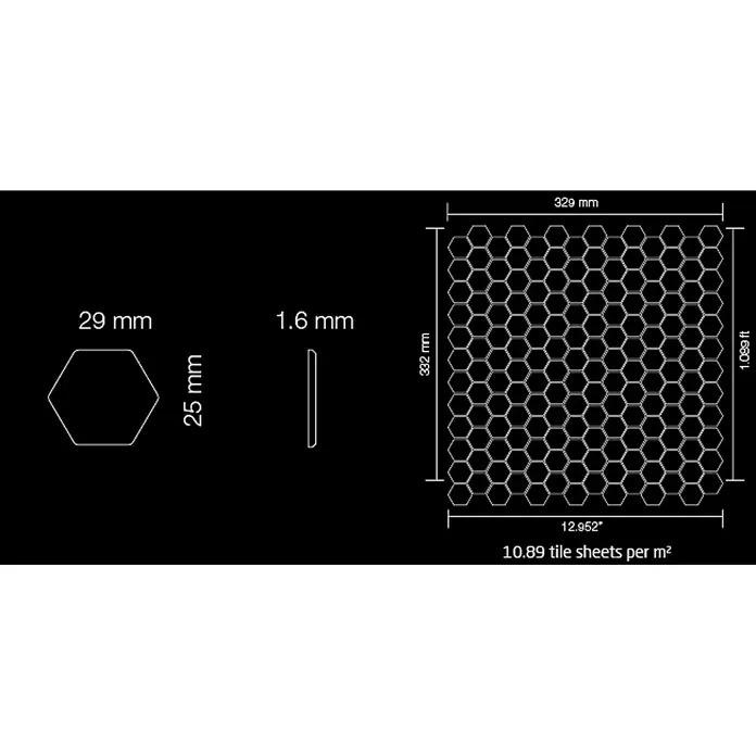 ALLOY Mosaikfliese Mosaik Fliese massiv Metall Titan gebürstet kupfer 1,6mm stark Honey-Ti-AB - 329 x 332 mm, Bronze, Sonstiges - Sechseckige Mosaikfliesenmatte: Einzelfliesen (29x25x1,6mm) und Mattenmaße (329x332mm).