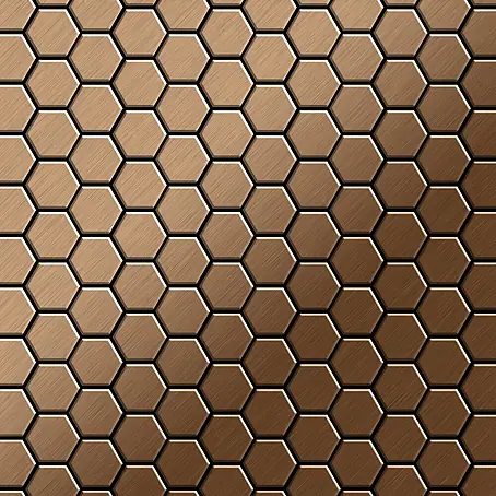 ALLOY  Mosaikfliese Mosaik Fliese massiv Metall Titan gebürstet kupfer 1,6mm stark Honey-Ti-AB