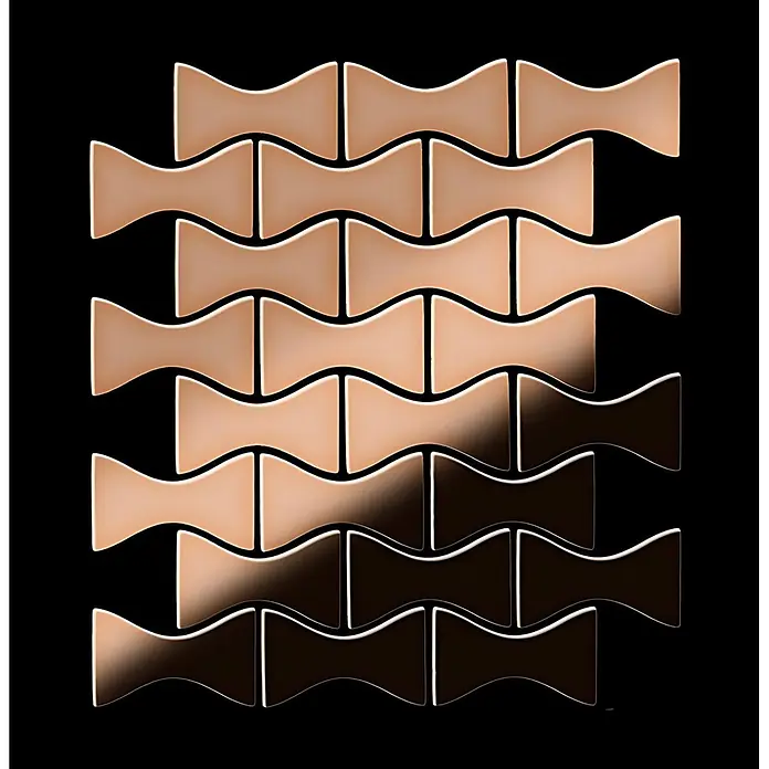 ALLOY Mosaikfliese Mosaik Fliese massiv Metall Kupfer gewalzt kupfer 1,6mm stark Kismet-CM - 329 x 299 mm, Bronze, Sonstiges - Schleifen-förmige Mosaikfliesen mit Metallic-Glanz, Farbverlauf von Roségold zu Dunkelbronze.