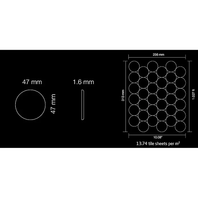 ALLOY Mosaikfliese Mosaik Fliese massiv Edelstahl matt grau 1,6mm stark Medallion-S-S-MA - 313 x 256 mm, Grau, Silber, Matt - Maße einer runden Mosaikfliesenmatte: 47 mm Durchmesser, 1,6 mm Dicke, Blattgröße 256x313 mm.