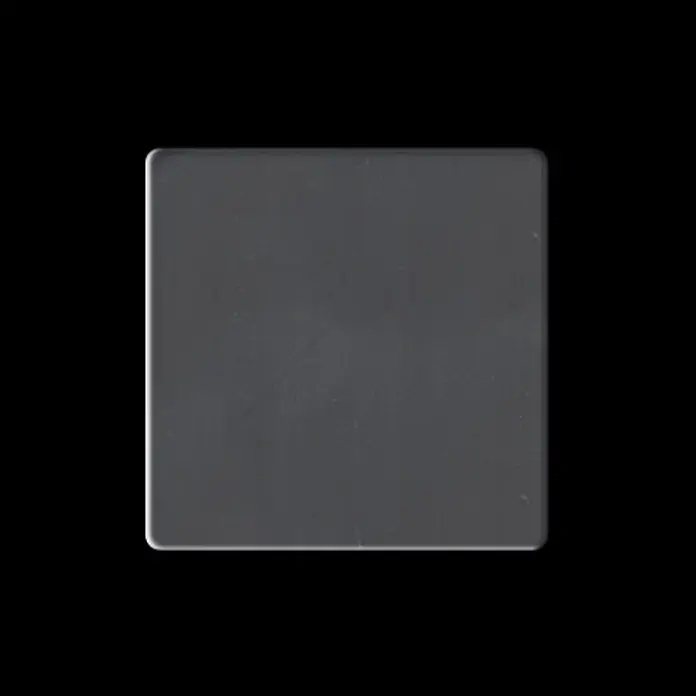 ALLOY Mosaikfliese Mosaik Fliese massiv Metall Edelstahl hochglanz grau 1,6mm Cinquanta-S-S-M - 306 x 306 mm, Grau, Silber, Hochglänzend - Dunkelgraue quadratische Platte mit abgerundeten Ecken.