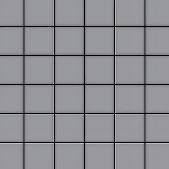 ALLOY Mosaikfliese Mosaik Fliese massiv Edelstahl gebürstet 1,6mm stark Cinquanta-S-S-B - 306 x 306 mm, Grau, Silber, Sonstiges - Nahtloses Muster aus einheitlichen grauen Quadraten mit schwarzen Linien, ähnlich klassischen Keramikfliesen.