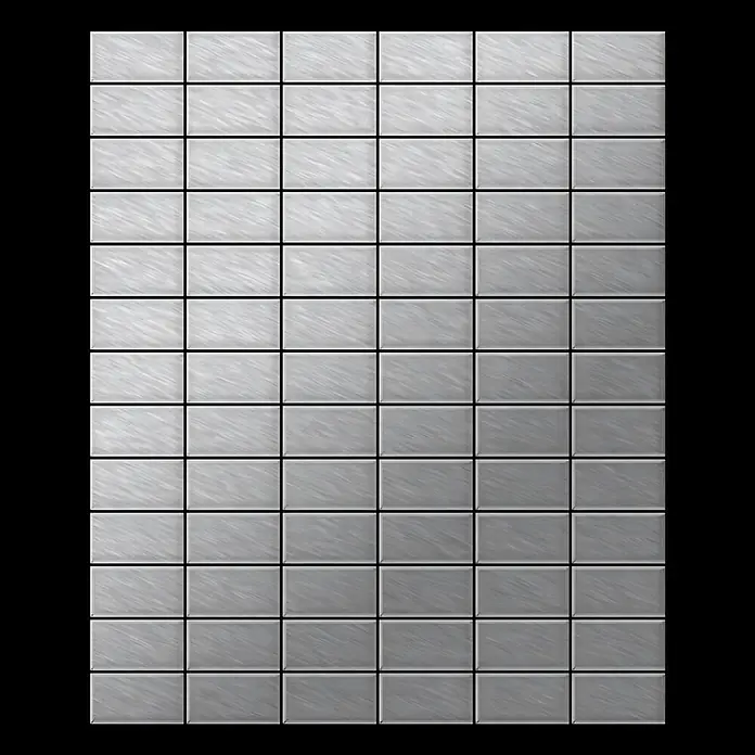ALLOY Mosaikfliese Mosaik Fliese massiv Edelstahl gebürstet grau 1,6mm stark Bauhaus-S-S-B - 318 x 329 mm, Grau, Silber, Sonstiges - Raster aus gebürsteten silbernen Metallfliesen.
