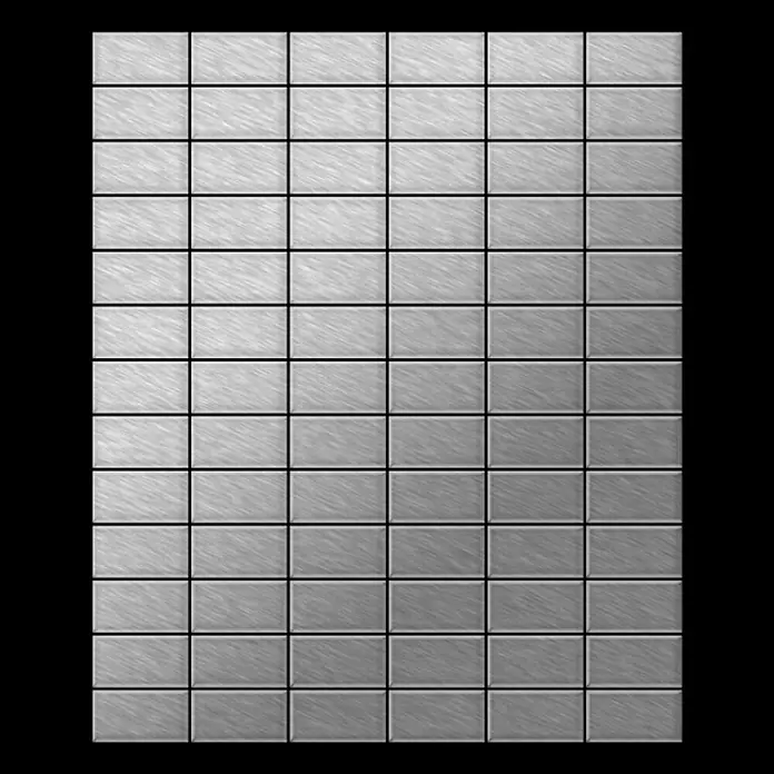 ALLOY Mosaikfliese Mosaik Fliese massiv Edelstahl gebürstet grau 1,6mm stark Bauhaus-S-S-B - 318 x 329 mm, Grau, Silber, Sonstiges - Gitter aus strukturierten silbergrauen Fliesen aus gebürstetem Metall.