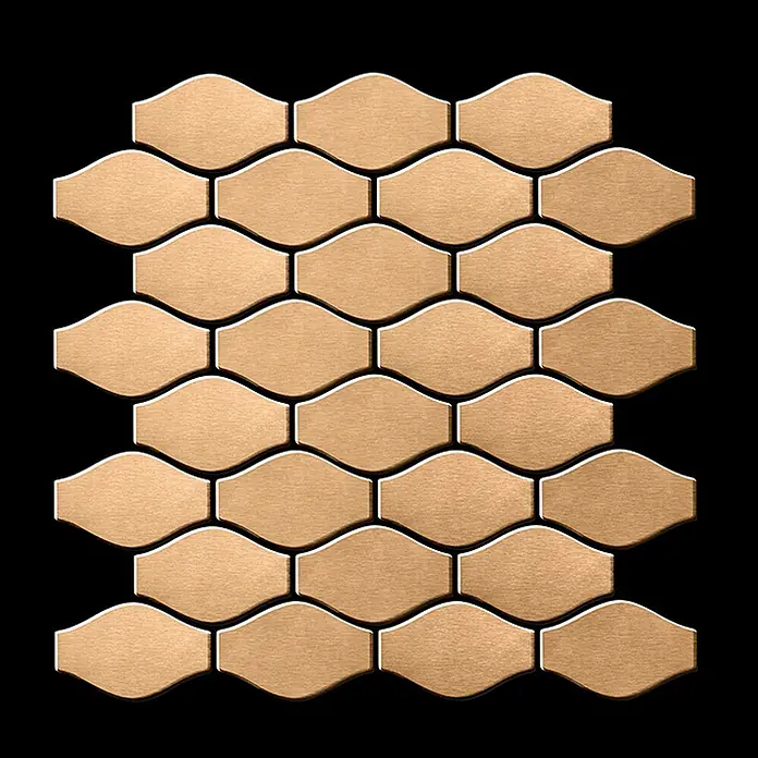 ALLOY Mosaikfliese Mosaik Fliese massiv Metall Titan gebürstet kupfer 1,6mm stark Karma-Ti-AB - 329 x 301 mm, Bronze, Sonstiges - Gebürstete metallische bronzefarbene Fliesen mit Wellenform.
