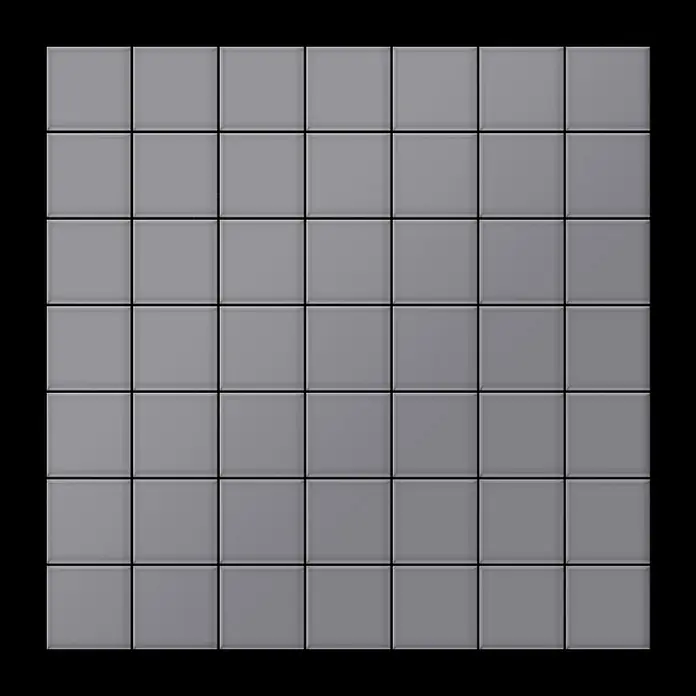 ALLOY Mosaikfliese Mosaik Fliese massiv Metall Edelstahl matt grau 1,6mm stark Attica-S-S-MA - 295 x 295 mm, Grau, Silber, Matt - Dunkelgraue quadratische Fliesen in einem Rastermuster angeordnet.