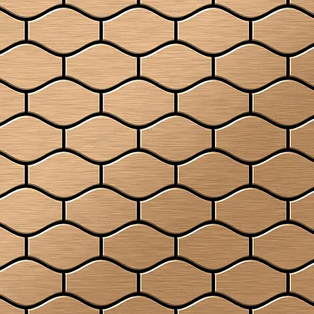ALLOY  Mosaikfliese Mosaik Fliese massiv Metall Titan gebürstet kupfer 1,6mm stark Karma-Ti-AB