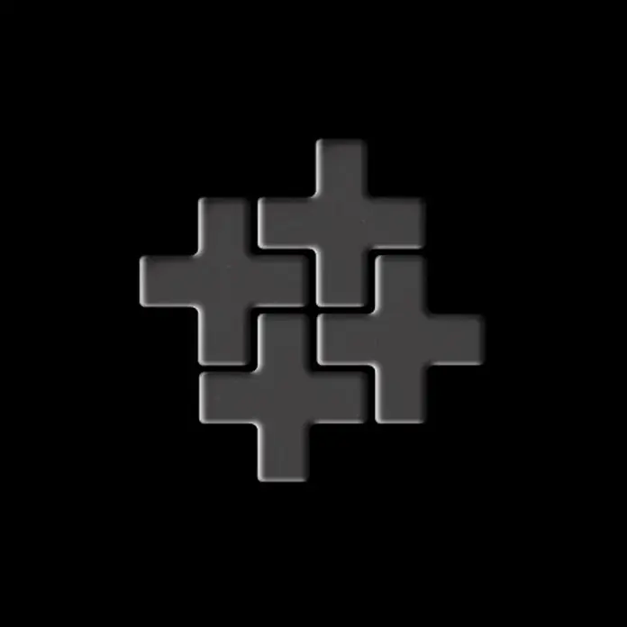 ALLOY Mosaikfliese Mosaik Fliese massiv Titan hochglanz dunkelgrau 1,6mm Swiss Cross-Ti-SM - 322 x 322 mm, Schwarz, Grau, Hochglänzend - Vier dunkelgraue, ineinandergreifende kreuzförmige Fliesen.
