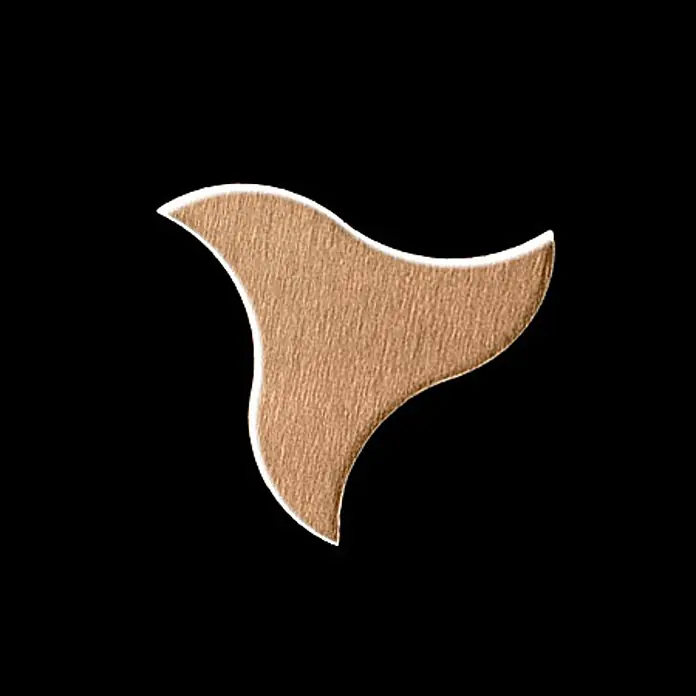 ALLOY Mosaikfliese Mosaik Fliese massiv Metall Titan gebürstet kupfer 1,6mm stark Ninja-Ti-AB - 313 x 255 mm, Bronze, Sonstiges - Hellbraunes, dreilappiges Gitarrenplektrum mit Holzstruktur.