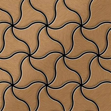 ALLOY  Mosaikfliese Mosaik Fliese massiv Metall Titan gebürstet kupfer 1,6mm stark Ninja-Ti-AB