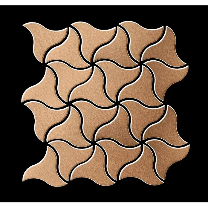 ALLOY Mosaikfliese Mosaik Fliese massiv Metall Titan gebürstet kupfer 1,6mm stark Ninja-Ti-AB - 313 x 255 mm, Bronze, Sonstiges - Mosaikfliesen aus gebürstetem Bronzemetall mit wellenförmigem, ineinandergreifendem Muster.