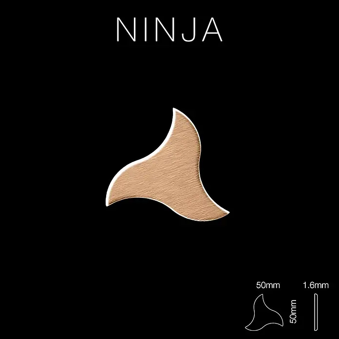 ALLOY Mosaikfliese Mosaik Fliese massiv Metall Titan gebürstet kupfer 1,6mm stark Ninja-Ti-AB - 313 x 255 mm, Bronze, Sonstiges - Ninja Gitarrenplektrum: einzigartige Flossenform, hellbraune Holzstruktur, 50x50mm, 1,6mm dick.