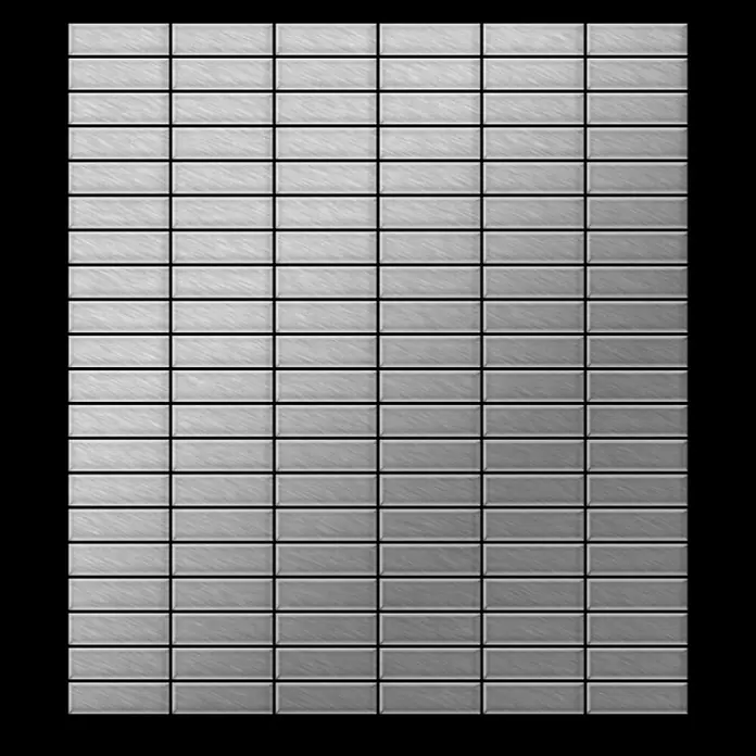 ALLOY Mosaikfliese Mosaik Fliese massiv Edelstahl gebürstet grau 1,6mm stark Cabin-S-S-B - 316 x 329 mm, Grau, Silber, Sonstiges - Gebürstetes, metallisches Rechteckfliesenmuster im Gitter.