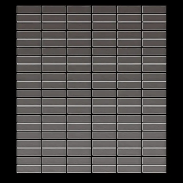 ALLOY Mosaikfliese Mosaik Fliese massiv Titan gebürstet dunkelgrau 1,6mm stark Cabin-Ti-SB - 316 x 329 mm, Schwarz, Grau, Sonstiges - Dunkelgraue rechteckige Fliesen in einem einheitlichen Rastermuster.