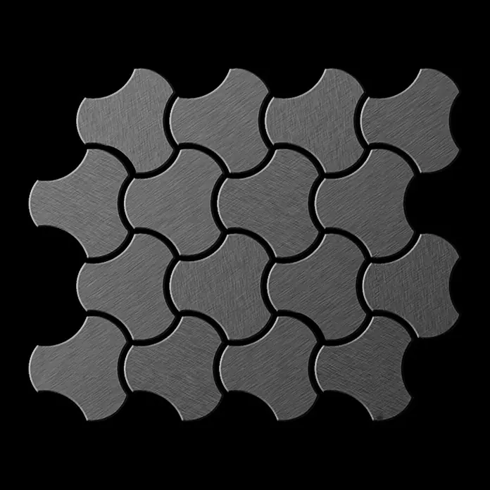 ALLOY Mosaikfliese Mosaik Fliese massiv Metall Titan gebürstet dunkelgrau 1,6mm Ubiquity-Ti-SB - 270 x 325 mm, Schwarz, Grau, Sonstiges - Muster aus ineinandergreifenden grauen Fliesen mit gebürsteter Textur.