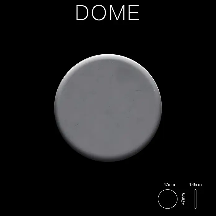 ALLOY Mosaikfliese Mosaik Fliese massiv Metall Rohstahl gewalzt grau 1,6mm stark Dome-RS - 313 x 256 mm, Grau, Sonstiges - Flache, graue, kreisförmige Scheibe, 47mm Durchmesser und 1,6mm dick.