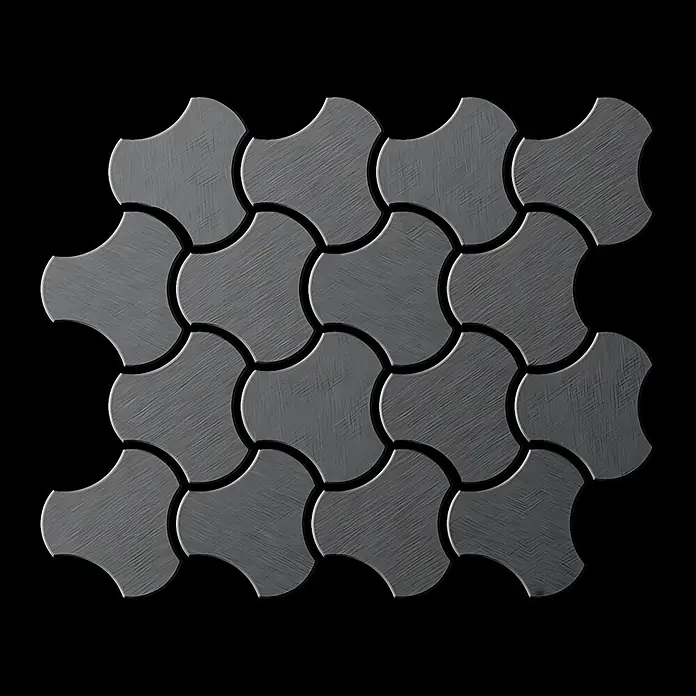 ALLOY Mosaikfliese Mosaik Fliese massiv Metall Titan gebürstet dunkelgrau 1,6mm Ubiquity-Ti-SB - 270 x 325 mm, Schwarz, Grau, Sonstiges - Graue, texturierte Verbundpflastersteine in modularem Muster.