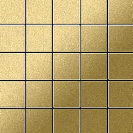 ALLOY  Mosaikfliese Mosaik Fliese massiv Metall Titan gebürstet gold 1,6mm stark Century-Ti-GB