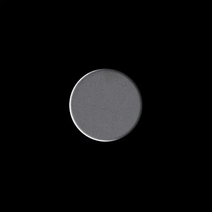 ALLOY Mosaikfliese Mosaik Fliese massiv Metall Rohstahl gewalzt grau 1,6mm stark Penny-RS - 302 x 316 mm, Grau, Sonstiges - Dunkelgraue, strukturierte runde Scheibe mit hellem Rand.
