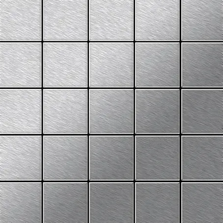 ALLOY  Mosaikfliese Mosaik Fliese massiv Edelstahl gebürstet grau 1,6mm stark Century-S-S-B