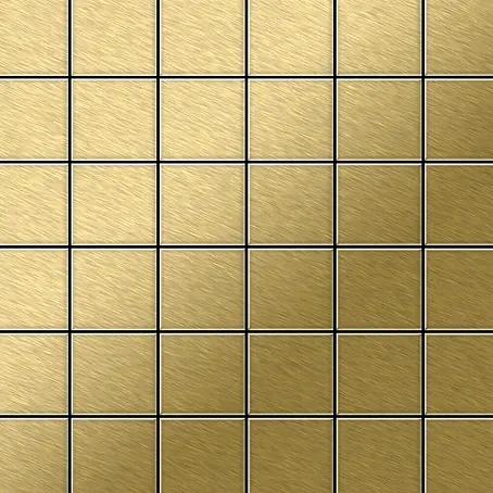 ALLOY  Mosaikfliese Mosaik Fliese massiv Titan gebürstet gold 1,6mm stark Cinquanta-Ti-GB
