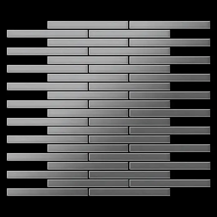 ALLOY Mosaikfliese Mosaik Fliese massiv Edelstahl marine gebürstet grau 1,6mm Avenue-S-S-MB - 289 x 315 mm, Grau, Silber, Blau, Sonstiges - Graue rechteckige Mosaikfliesen mit Metallic-Effekt.