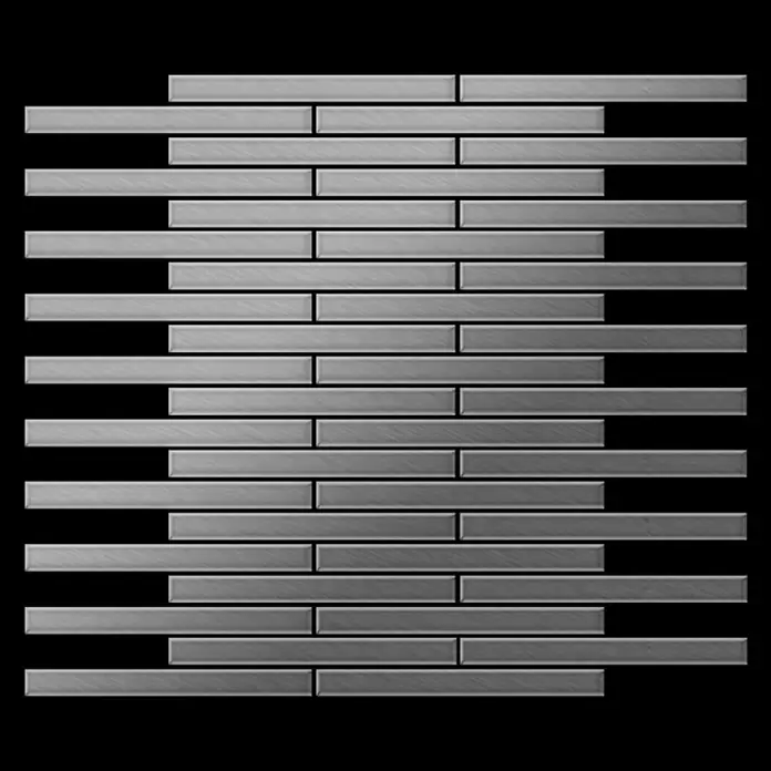 ALLOY Mosaikfliese Mosaik Fliese massiv Edelstahl marine gebürstet grau 1,6mm Avenue-S-S-MB - 289 x 315 mm, Grau, Silber, Blau, Sonstiges - Mosaikfliesen aus gebürstetem Metall in versetztem horizontalem Streifenmuster.