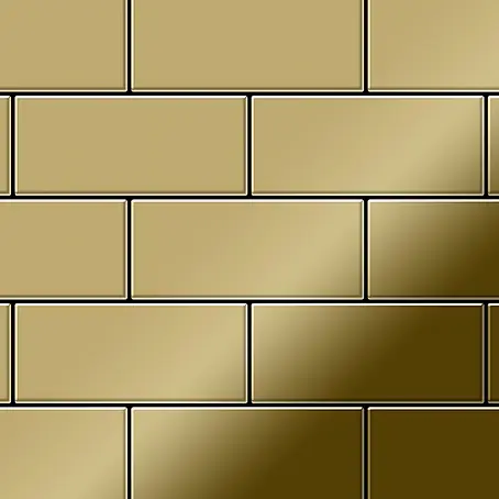 ALLOY  Mosaikfliese Mosaik Fliese massiv Titan hochglänzend gold 1,6mm stark Subway-Ti-GM