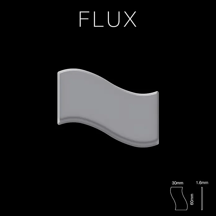 ALLOY Mosaikfliese Mosaik Fliese massiv Metall Edelstahl matt grau 1,6mm stark Flux-S-S-MA - 318 x 305 mm, Grau, Silber, Matt - FLUX: Graues wellenförmiges Designelement, 60x30x1,6mm.