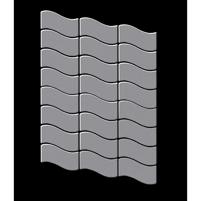 ALLOY Mosaikfliese Mosaik Fliese massiv Metall Edelstahl matt grau 1,6mm stark Flux-S-S-MA - 318 x 305 mm, Grau, Silber, Matt - Gitter aus grauen, wellenförmigen Zierfliesen mit feiner Textur.