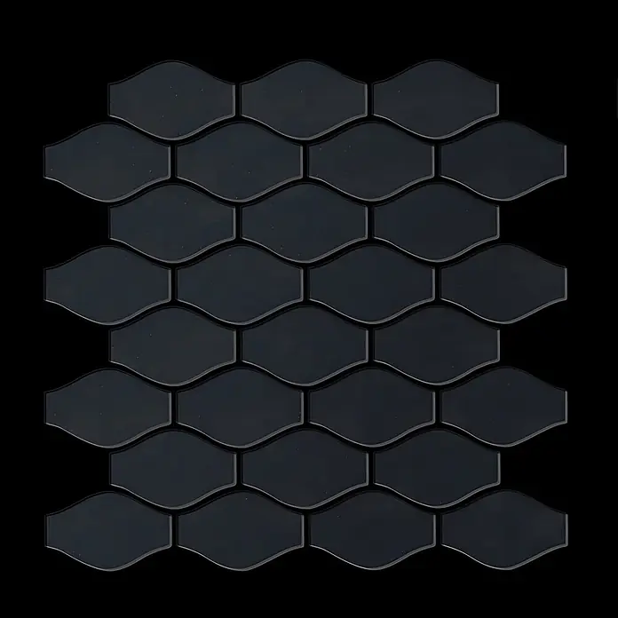 ALLOY Mosaikfliese Mosaik Fliese massiv Metall Rohstahl gewalzt grau 1,6mm stark Karma-RS - 329 x 301 mm, Grau, Sonstiges - Glänzende schwarze Muschel-Mosaikfliesen für Wände oder Böden.