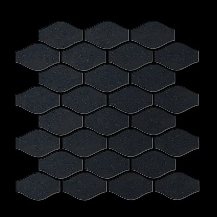 ALLOY Mosaikfliese Mosaik Fliese massiv Metall Rohstahl gewalzt grau 1,6mm stark Karma-RS - 329 x 301 mm, Grau, Sonstiges - Dunkelgraue Ogee-Mosaikfliesen mit matter Oberfläche in einem verschachtelten Muster.