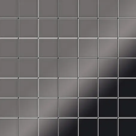 ALLOY  Mosaikfliese Mosaik Fliese massiv Metall Titan hochglanz dunkelgrau 1,6mm Attica-Ti-SM