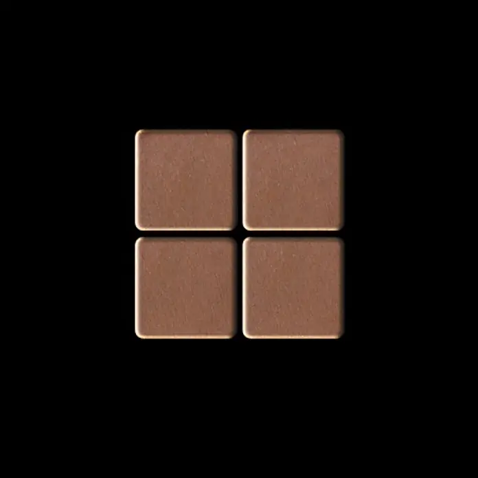 ALLOY Mosaikfliese Mosaik Fliese massiv Metall Kupfer gewalzt kupfer 1,6mm stark Mosaic-CM - 322 x 322 mm, Bronze, Sonstiges - Vier bronzefarbene quadratische Fliesen in einem Rastermuster.