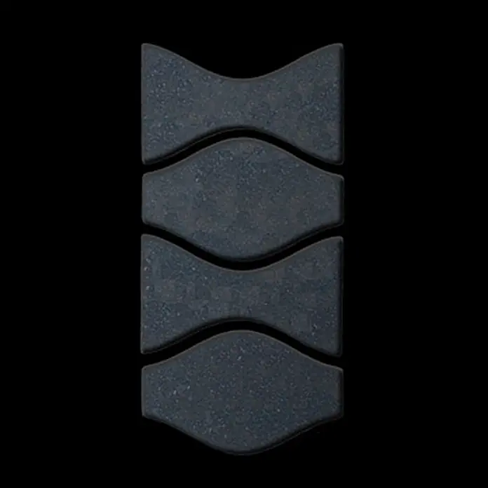 ALLOY Mosaikfliese Mosaik Fliese massiv Metall Rohstahl gewalzt grau 1,6mm Kismet & Karma-RS - 299 x 299 mm, Grau, Sonstiges - Dunkelgraue, texturierte, ineinandergreifende Wellensegmente.
