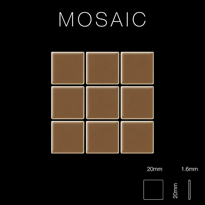 ALLOY Mosaikfliese Mosaik Fliese massiv Metall Kupfer gewalzt kupfer 1,6mm stark Mosaic-CM - 322 x 322 mm, Bronze, Sonstiges - Neun braune quadratische Mosaikfliesen, je 20x20x1.6mm, im 3x3-Raster dargestellt.