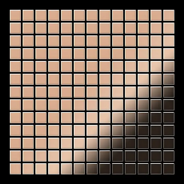 ALLOY Mosaikfliese Mosaik Fliese massiv Metall Kupfer gewalzt kupfer 1,6mm stark Mosaic-CM - 322 x 322 mm, Bronze, Sonstiges - Metallische Mosaikfliesen mit Farbverlauf von Roségold zu Dunkelbronze.