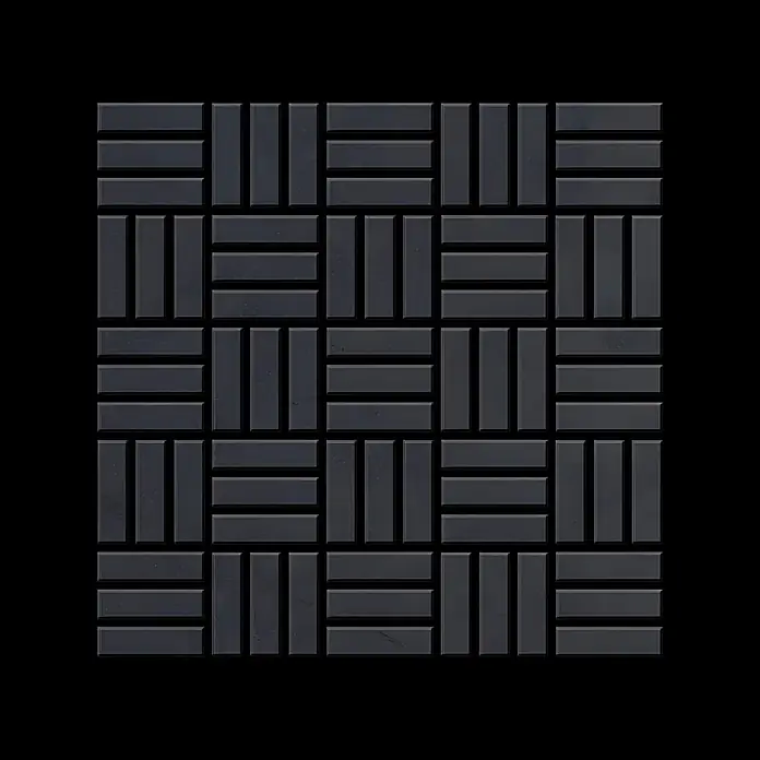 ALLOY Mosaikfliese Mosaik Fliese massiv Rohstahl gewalzt grau 1,6mm stark Basketweave-RS - 288 x 288 mm, Grau, Sonstiges - Anthrazitfarbene rechteckige Mosaikfliesen im Korbmuster angeordnet.