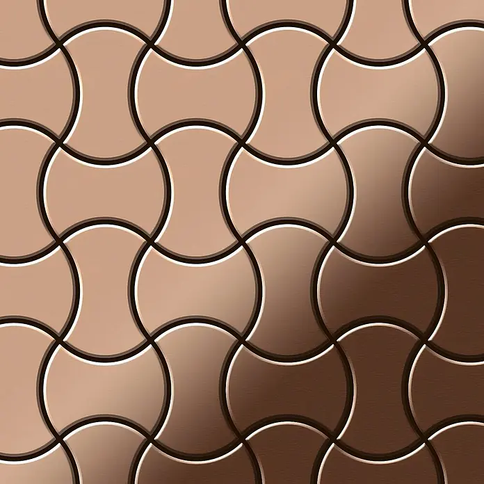 ALLOY Mosaikfliese Mosaik Fliese massiv Metall Kupfer gewalzt kupfer 1,6mm stark Infinit-CM - 322 x 322 mm, Bronze, Sonstiges - Bronzefarbenes Metallfliesenmuster mit ineinandergreifendem Design und Farbverlauf.