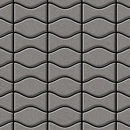 ALLOY  Mosaikfliese Mosaik Fliese massiv Metall Titan gebürstet grau 1,6mm Kismet & Karma-Ti-SB