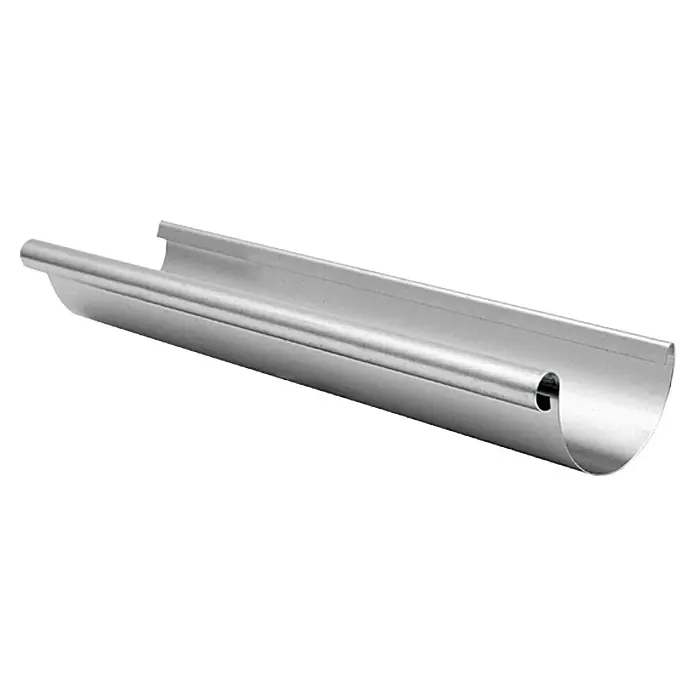 Sarei Dachrinne - Nennweite: 80 mm, Länge: 200 cm, Aluminium, Silber - Nahaufnahme einer Dachrinne aus Aluminium, die durch ihr modernes Design und ihre Funktionalität besticht.