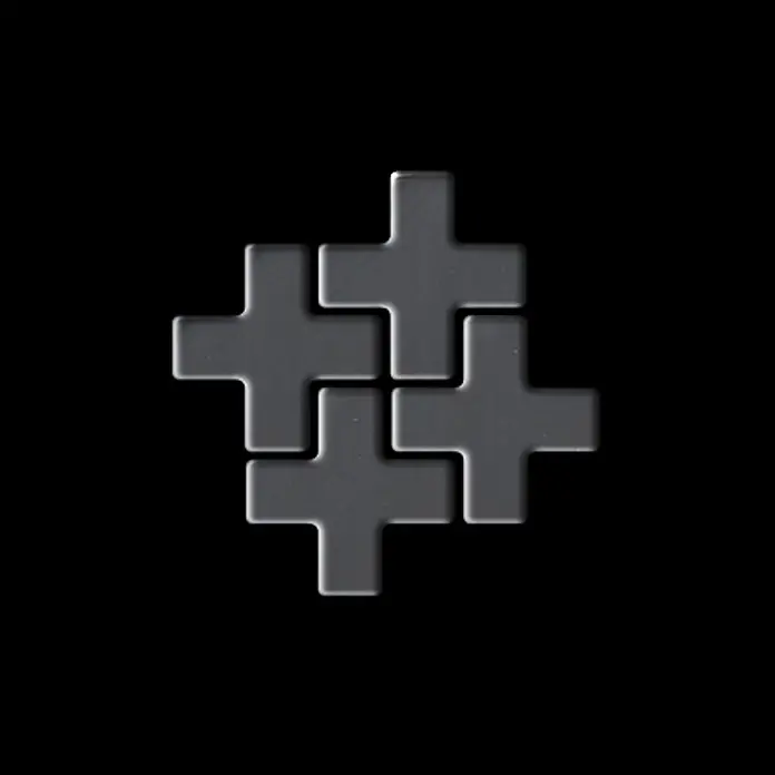 ALLOY Mosaikfliese Mosaik Fliese massiv Edelstahl hochglanz grau 1,6mm Swiss Cross-S-S-M - 322 x 322 mm, Grau, Silber, Hochglänzend - Vier ineinandergreifende graue Plus-förmige Fliesen.
