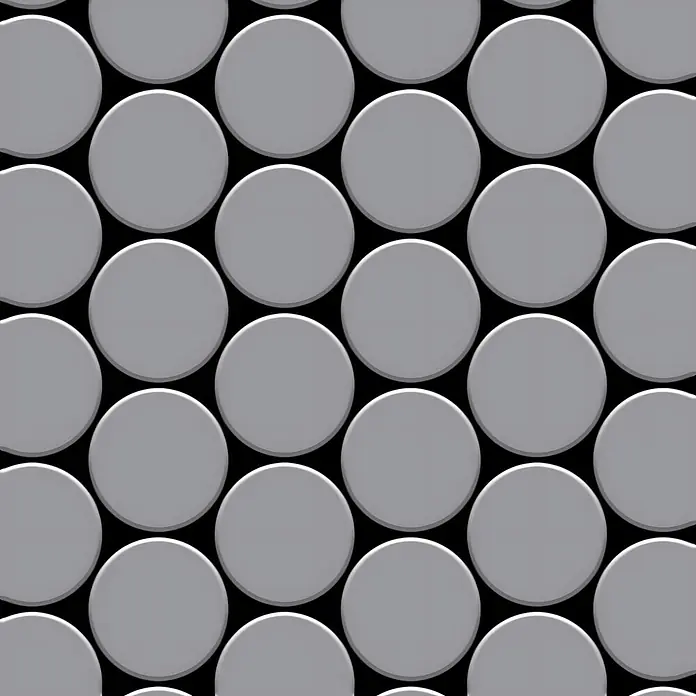 ALLOY Mosaikfliese Mosaik Fliese massiv Edelstahl matt grau 1,6mm stark Medallion-S-S-MA - 313 x 256 mm, Grau, Silber, Matt - Nahtloses Muster aus hellgrauen, erhabenen runden Fliesen.