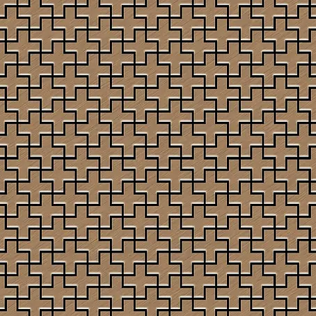 ALLOY  Mosaikfliese Mosaik Fliese massiv Metall Titan gebürstet kupfer 1,6mm Swiss Cross-Ti-AB