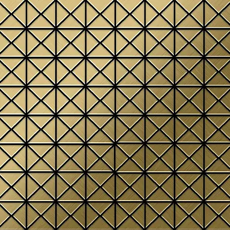 ALLOY  Mosaikfliese Mosaik Fliese massiv Metall Titan gebürstet gold 1,6mm stark Deco-Ti-GB