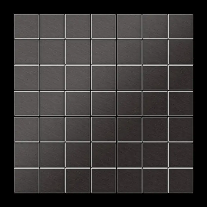 ALLOY Mosaikfliese Mosaik Fliese massiv Titan gebürstet dunkelgrau 1,6mm stark Attica-Ti-SB - 295 x 295 mm, Schwarz, Grau, Sonstiges - Dunkelgraue, gebürstete Metallfliesen in einem Gittermuster.