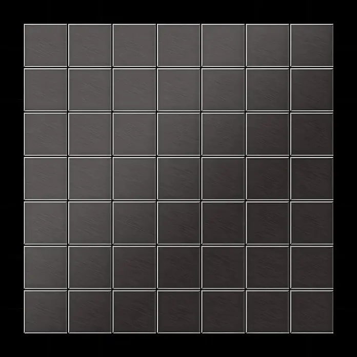 ALLOY Mosaikfliese Mosaik Fliese massiv Titan gebürstet dunkelgrau 1,6mm stark Attica-Ti-SB - 295 x 295 mm, Schwarz, Grau, Sonstiges - Dunkelgraue, gebürstete quadratische Metallfliesen in einem Gittermuster.