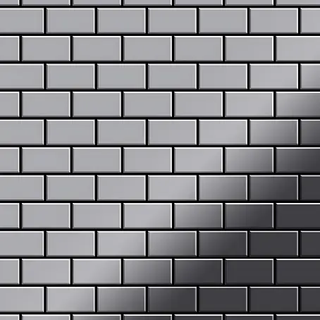 ALLOY  Mosaikfliese Mosaik Fliese massiv Metall Edelstahl hochglanz grau 1,6mm House-S-S-M