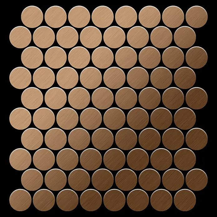 ALLOY Mosaikfliese Mosaik Fliese massiv Titan gebürstet kupfer 1,6mm stark Dollar-Ti-AB - 295 x 322 mm, Bronze, Sonstiges - Runde Mosaikfliesen aus gebürstetem Kupferbraun im Gittermuster.