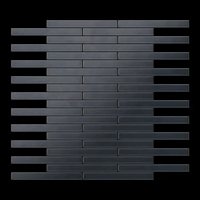 ALLOY Mosaikfliese Mosaik Fliese massiv Metall Rohstahl gewalzt grau 1,6mm stark Deedee-RS - 316 x 247 mm, Grau, Sonstiges - Dunkelgraue rechteckige Mosaikfliesen in versetztem Muster.